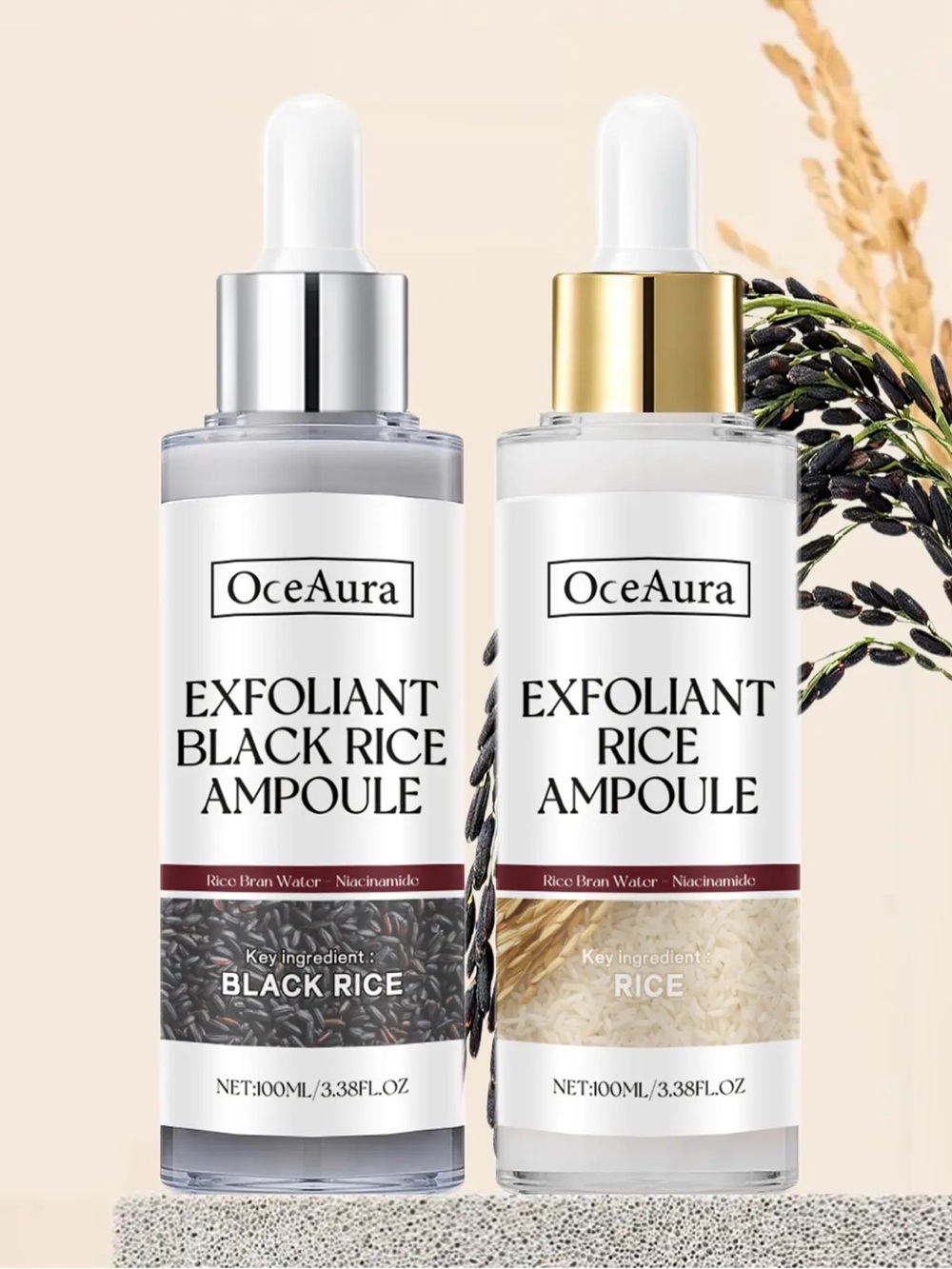 OceAura Exfoliant Black Rice & Rice Ampoule Duo